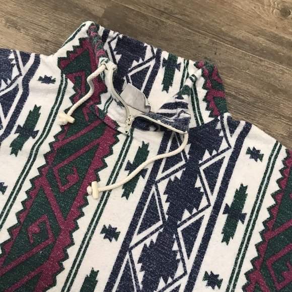 Vintage 90's Aztec Tribal All Over Print Faded Pullover Jeans Wear Medium - Picture 4 of 10